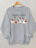 Women'WB shield Cartoon Ghost & Letter Print Drop Shoulder Sweatshirt, Sweatshirts for Women, Cute Casual Long Sleeve...