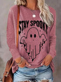 Women'WB shield Cartoon Ghost & Letter Print Drop Shoulder Tee, Fashion Casual Crew Neck T-Shirt for Daily Holiday...