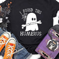 Women'WB shield Cartoon Ghost & Letter Print Round Neck Tee, Halloween Fashion Casual Crew Neck Short Sleeve T-shirt for...