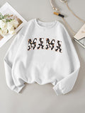 Women'WB shield Cartoon Ghost Letter Print Drop Shoulder Pullover, Casual Fashion Round Neck Sweatshirt for Daily Holiday...