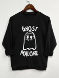 Women'WB shield Cartoon Ghost Print Crew Neck Sweatshirt, Casual Long Sleeve Pullover, Women'WB shield Fall & Winter TNF...