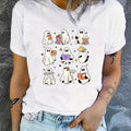 Women'WB shield Cartoon Ghost Print Round Neck Tee, Fashion Casual Short Sleeve T-shirt, Ladies Summer TNF for Daily Wear...
