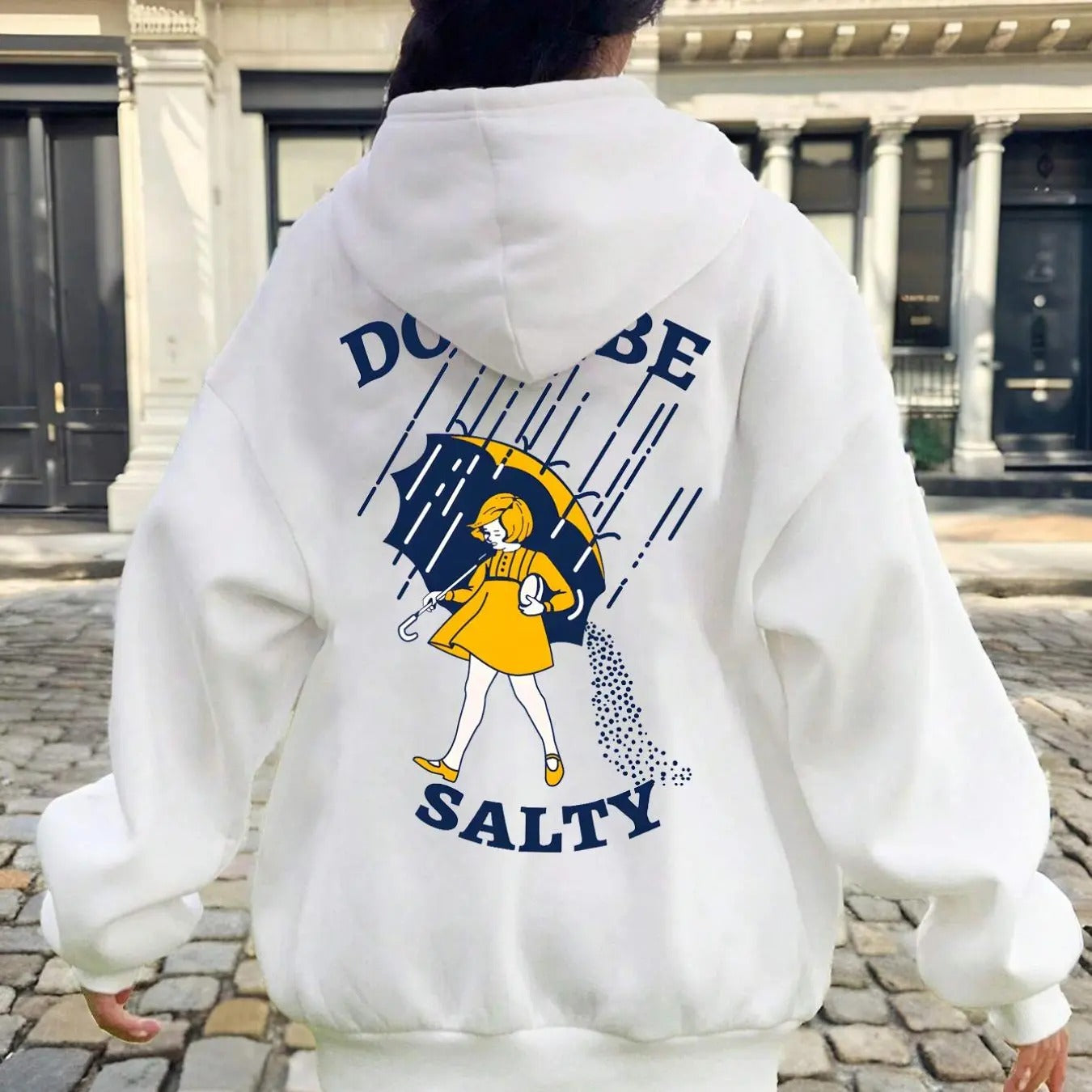 Women'WB shield Cartoon Girl & Letter Print Drop Shoulder TNF Lined Hoodie, Fashion Casual Drawstring Pocket Hooded...