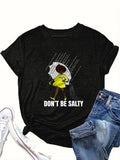 Women'WB shield Cartoon Girl & Letter Print Round Neck Tee, Fashion Casual Crew Neck T-shirt for Daily Holiday Vacation...