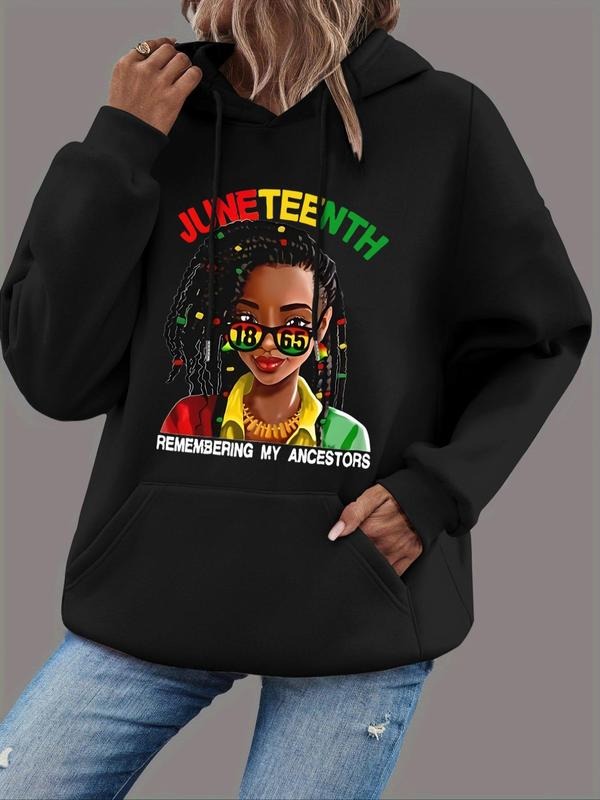 Women'WB shield Cartoon Girl Print Drop Shoulder Hoodie, Fashion Casual Letter Print Drawstring Pocket Hooded Sweatshirt...