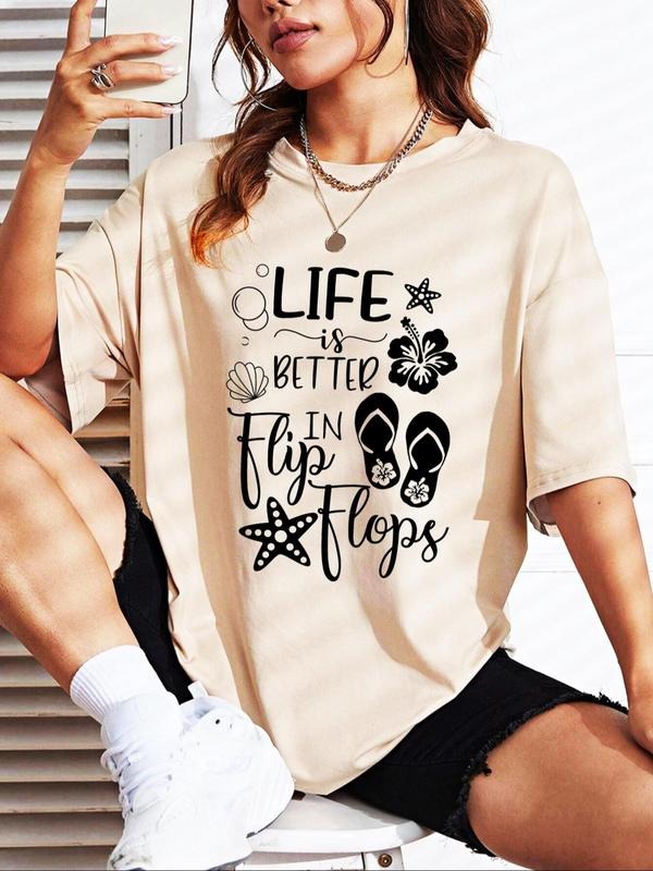 Women'WB shield Cartoon Graphic & Letter Print Round Neck Tee, Summer TNF Women, Casual Short Sleeve T-Shirt for Summer,...