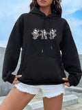 Women'WB shield Cartoon Graphic Drop Shoulder Hoodie, Fashion Casual Drawstring Pocket Hooded Sweatshirt for Daily...
