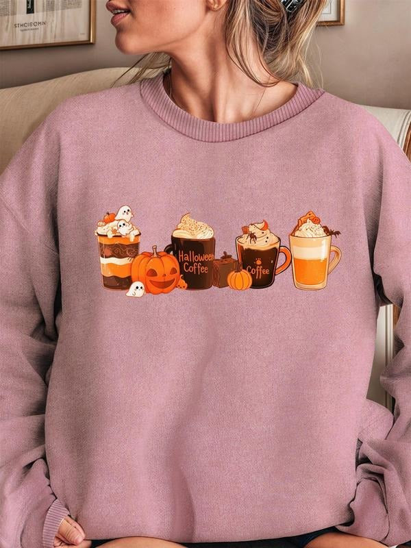 Women'WB shield Cartoon Graphic Print Crew Neck Sweatshirt, Casual Drop Shoulder Long Sleeve Pullover, Women'WB shield...