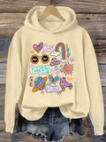 Women'WB shield Cartoon Graphic Print Fleece Lined Hoodie, Casual Drop Shoulder Long Sleeve Hooded Sweatshirt for Daily...