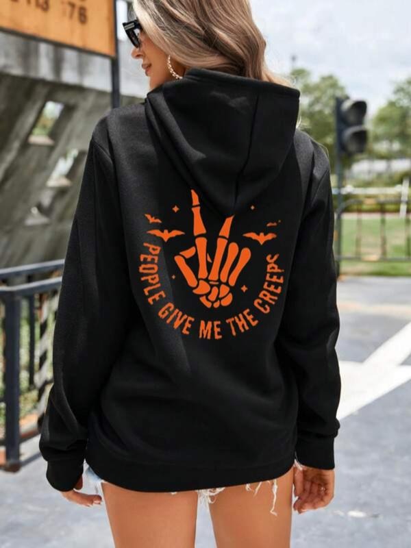 Women'WB shield Cartoon Graphic Print Pocket Drawstring Hoodie, Fashion Casual Drop Shoulder Long Sleeve Hooded...