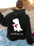 Women'WB shield Cartoon Graphic Print Pocket Drawstring Hoodie, Fashion Casual Drop Shoulder Long Sleeve Hooded...