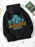 Women'WB shield Cartoon Graphic Print Pocket Drawstring Hoodie, Fashion Casual Drop Shoulder Long Sleeve Hooded...