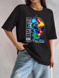 Women'WB shield Cartoon Graphic Print Round Neck Drop Shoulder Tee, Summer TNF Women, Fashion Casual Crew Neck T-Shirt...