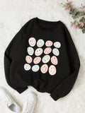Women'WB shield Cartoon Graphic Print Round Neck Sweatshirt, Casual Drop Shoulder Long Sleeve Pullover for Daily Wear,...