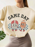 Women'WB shield Cartoon Graphic Print Round Neck Sweatshirt, Casual Fashion Drop Shoulder Long Sleeve Pullover for Fall &...