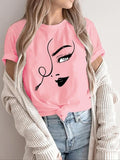 Women'WB shield Cartoon Graphic Print Round Neck Tee, Fashion Casual Short Sleeve T-shirt for Daily Wear, Ladies Summer...