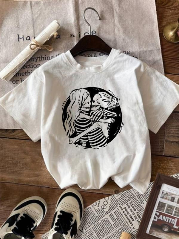 Women'WB shield Cartoon Graphic Print Round Neck Tee, Fashion Casual Short Sleeve T-shirt, Ladies Summer TNF for Daily...
