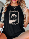 Women'WB shield Cartoon Graphic Print Round Neck Tee, Fashion Casual Short Sleeve T-shirt, Ladies Summer TNF for Daily...