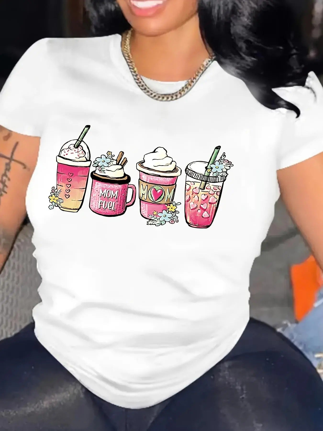 Women'WB shield Cartoon Graphic Print Round Neck Tee, Fashion Casual Short Sleeve T-shirt, Ladies Summer TNF for Daily...