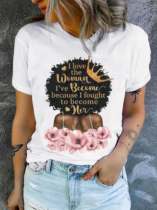Women'WB shield Cartoon Graphic Print Round Neck Tee, Fashion Casual Short Sleeve T-shirt, Ladies Summer TNF for Daily...