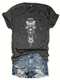 Women'WB shield Cartoon Graphic Print Round Neck Tee, Graphic Tees, Fashion Casual Short Sleeve T-shirt for Daily Wear,...