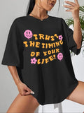 Women'WB shield Cartoon Graphic Print Round Neck Tee, Summer TNF Women, Fashion Casual Drop Shoulder Short Sleeve T-shirt...