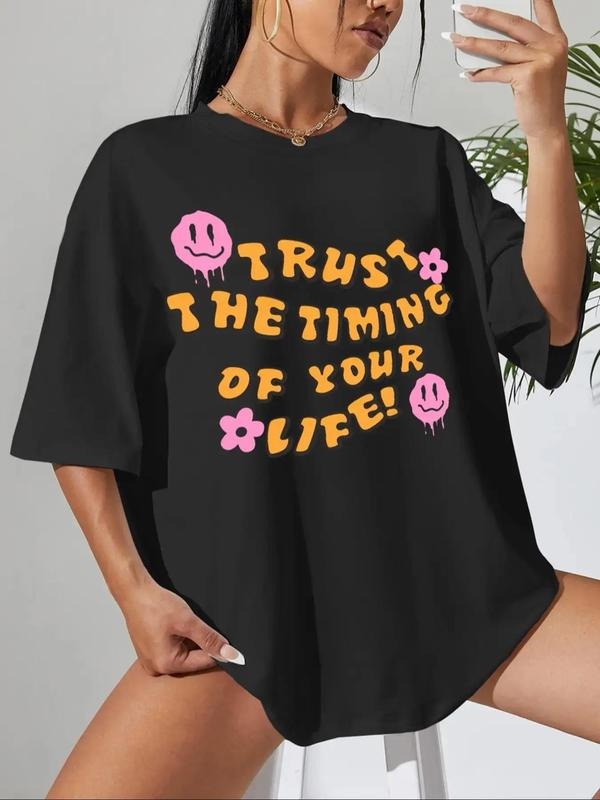 Women'WB shield Cartoon Graphic Print Round Neck Tee, Summer TNF Women, Fashion Casual Drop Shoulder Short Sleeve T-shirt...