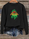 Women'WB shield Cartoon Hand & Letter Print Drop Shoulder Sweatshirt, Casual Long Sleeve Round Neck Pullover for Daily...