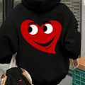 Women'WB shield Cartoon Heart Print Drawstring Pocket Hoodie, Casual Drop Shoulder Long Sleeve Hooded Sweatshirt, Ladies...