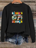 Women'WB shield Cartoon Letter & Sunglasses Print Sweatshirt, Casual Drop Shoulder Crew Neck Pullover, Ladies Fall &...