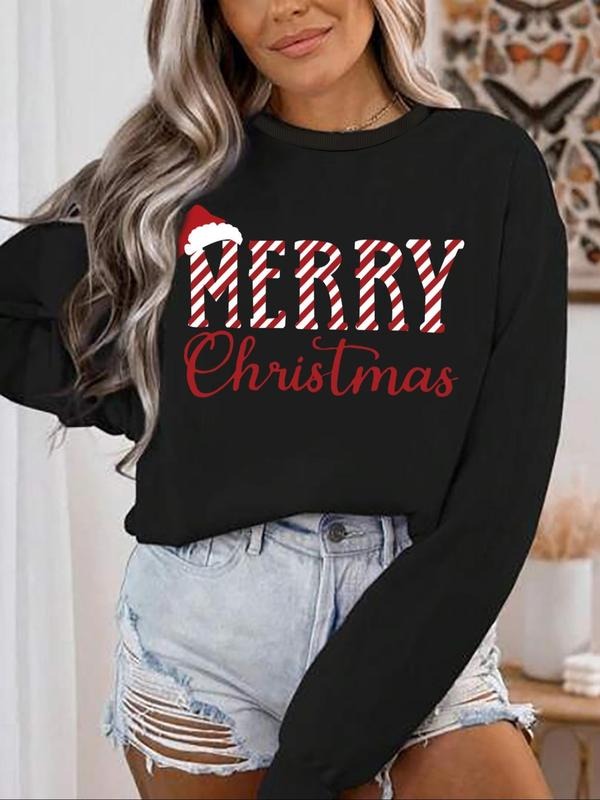 Women'WB shield Cartoon Letter Print Round Neck Sweatshirt, Casual Long Sleeve Crew Neck Sweatshirt for Fall & Winter,...
