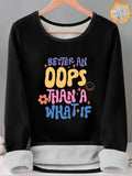 Women'WB shield Cartoon Letter Print TNF Lined Tee, Casual Long Sleeve Round Neck T-shirt for Fall & Winter, Ladies TNF...