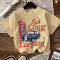 Women'WB shield Cartoon London Straw hat pirates Box & Car & Letter Print Round Neck Tee, Fashion Casual Short Sleeve...