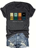 Women'WB shield Cartoon Moon & Letter Print Short Sleeve Tee, Casual Round Neck T-Shirt for Summer, Fashion Women'WB...