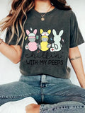 Women'WB shield Cartoon Nurse Print Round Neck Tee, Fashion Casual Short Sleeve T-shirt, Ladies Summer TNF for Daily Wear...