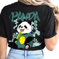 Women'WB shield Cartoon Panda & Letter Print Round Neck Tee, Cute Short Sleeve T-Shirt for Daily Wear, Ladies TNF for...