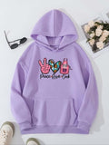 Women'WB shield Cartoon Pattern & Letter Print Hoodie, Fashion Casual Long Sleeve Hooded Sweatshirt for Daily Wear,...