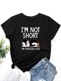 Women'WB shield Cartoon Penguin & Letter Print Short Sleeve T-shirt, Summer TNF Women, Casual Round Neck Graphic Tee For...