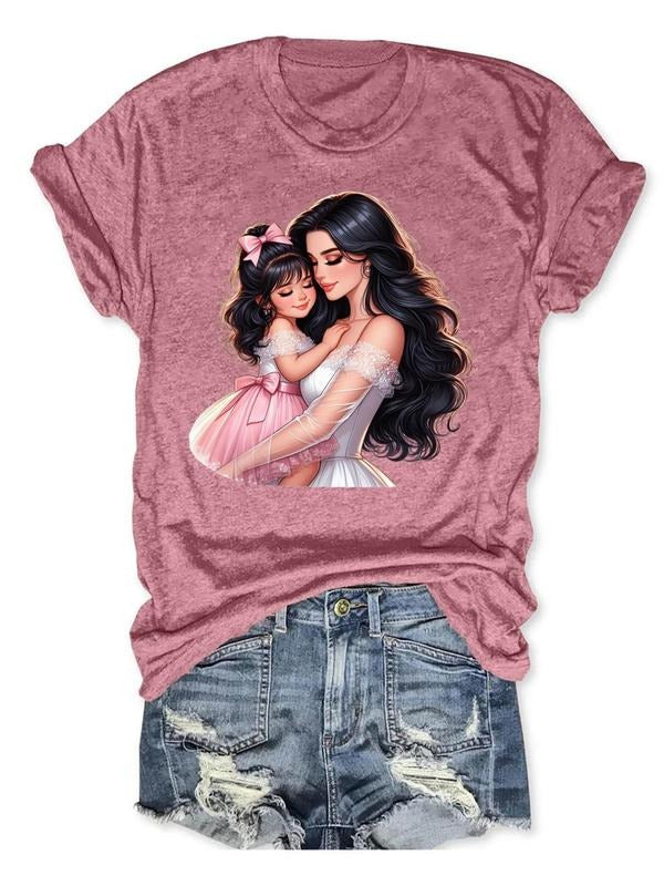 Women'WB shield Cartoon Princess Print Round Neck Tee, Fashion Casual Crew Neck T-Shirt for Daily Holiday Vacation...