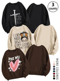Women'WB shield Cartoon Print Crew Neck Sweatshirt, Casual Long Sleeve Pullover for Fall & Winter, Women'WB shield TNF...