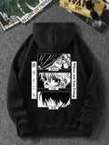 Women'WB shield Cartoon Print Drop Shoulder Drawstring Hoodie, Fashion Casual Pocket Hooded Sweatshirt for Daily Holiday...