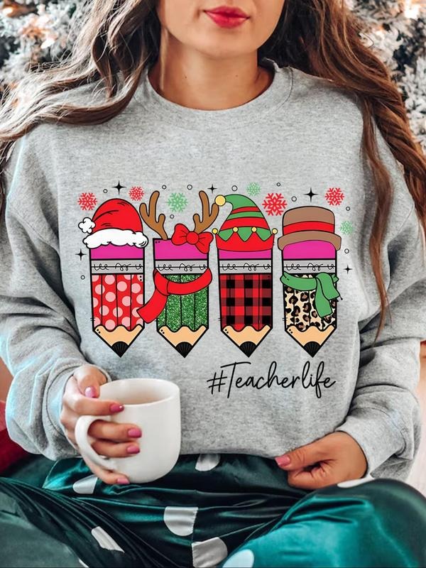Women'WB shield Cartoon Print Round Neck Pullover, Casual Long Sleeve Crew Neck Sweatshirt for Daily Holiday Vacation...