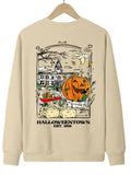 Women'WB shield Cartoon Print Round Neck Pullover, Fashion Casual Halloween Sweatshirt for Daily Holiday Outdoor Wear,...