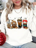 Women'WB shield Cartoon Print Round Neck Sweatshirt, Casual Long Sleeve Crew Neck Pullover for Daily Wear, Ladies Spring...