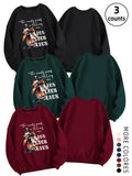 Women'WB shield Cartoon Print Round Neck Sweatshirt, Casual Long Sleeve Crew Neck Pullover for Fall & Winter, Women'WB...