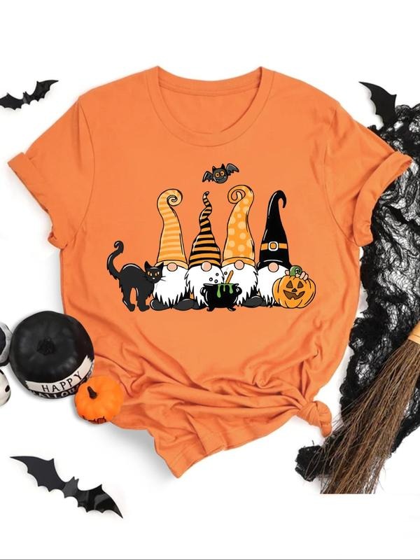 Women'WB shield Cartoon Print Round Neck Tee, Casual Short Sleeve T-shirt for Daily Wear, Ladies TNF for Spiky hair...