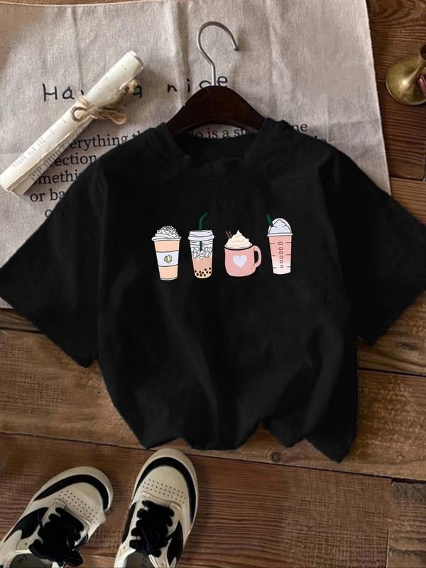 Women'WB shield Cartoon Print Round Neck Tee, Fashion Casual Short Sleeve T-shirt for Daily Wear, Ladies TNF for Spiky...