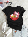 Women'WB shield Cartoon Print Round Neck Tee, Summer TNF Women, Casual Comfy Short Sleeve T-shirt, Women'WB shield Summer...