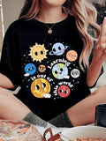 Women'WB shield Cartoon Print Round Neck Tee, Trendy Casual Crew Neck Short Sleeve T-shirt for Daily Wear, Ladies Spiky...