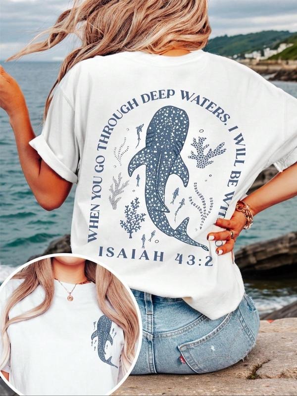 Women'WB shield Cartoon Print Round Neck Tee, Vintage Trendy Casual Short Sleeve T-shirt for Daily Wear, Ladies Summer,...